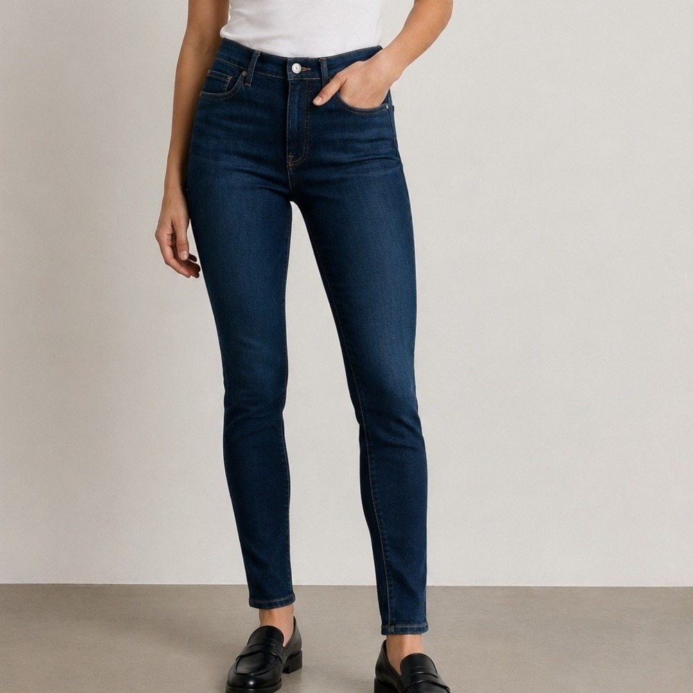 Everlane Women Dark Indigo High Rise Skinny Jean 29 Regular Stretch Denim Classy